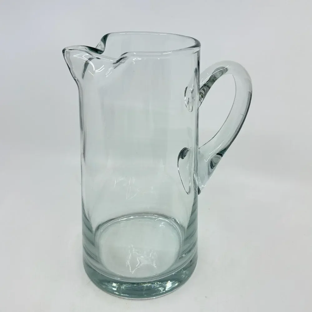 Vintage MCM Hand Blown Clear Glass Pitcher